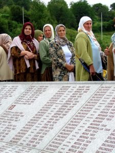 The Mothers of Srebrenica at the Srebrenica-Potočari genocide memorial 