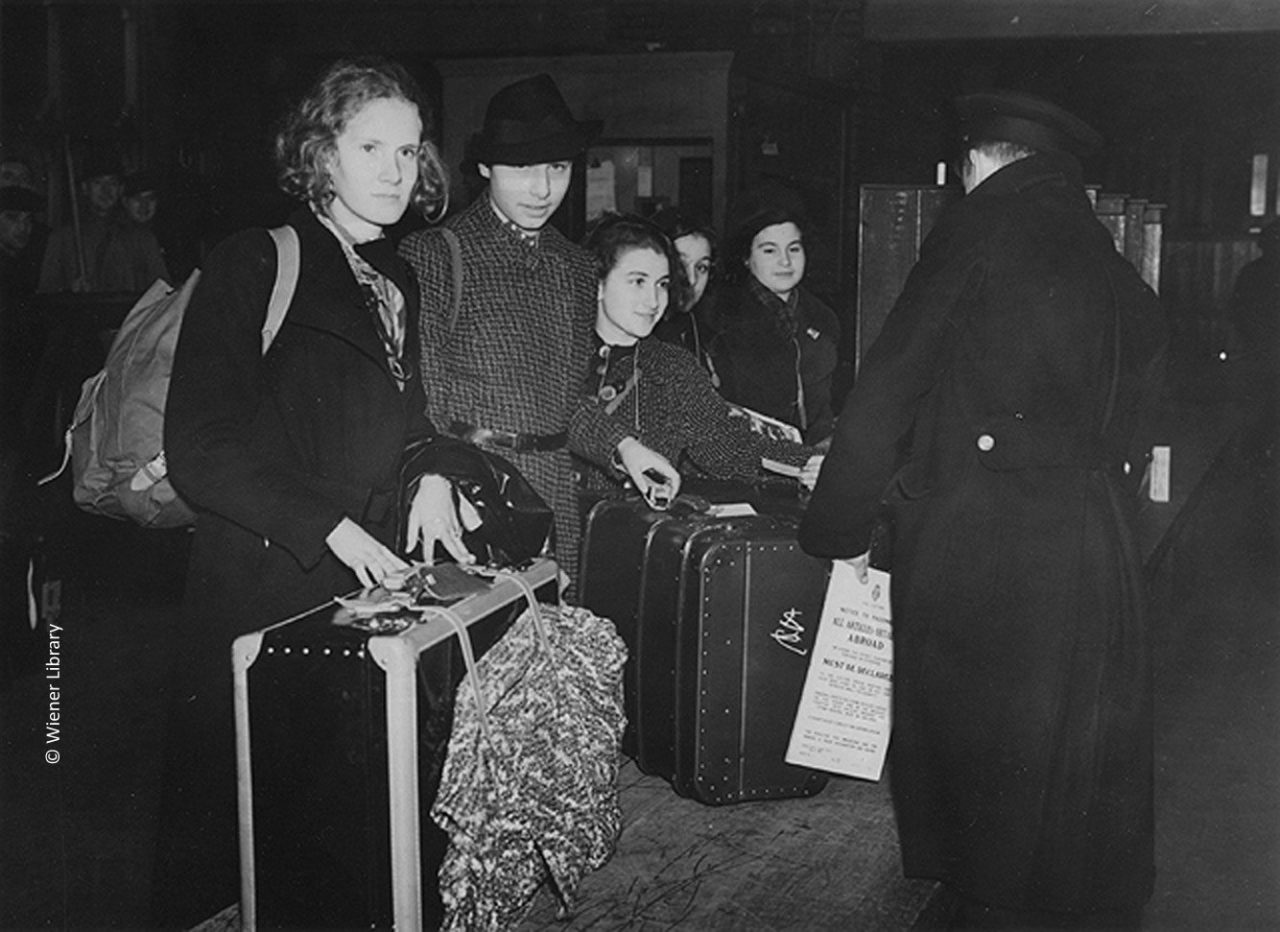 Kindertransport girls passing through customs