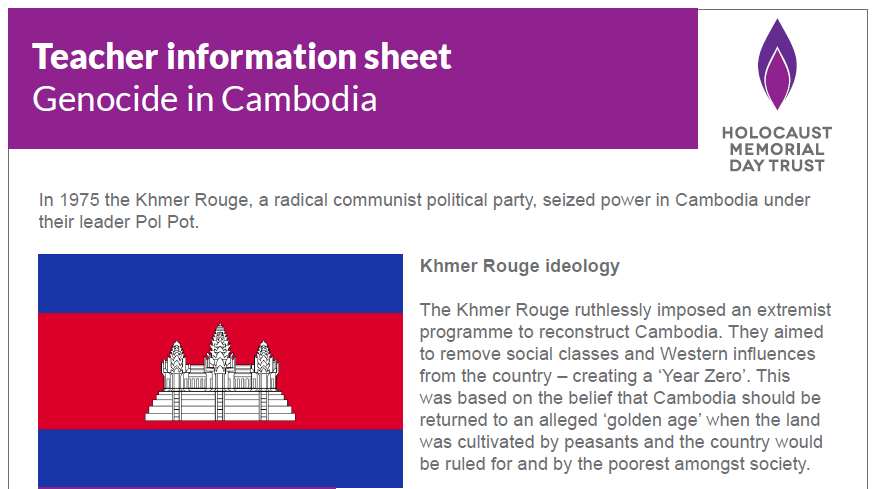 Teacher information sheet – Genocide in Cambodia