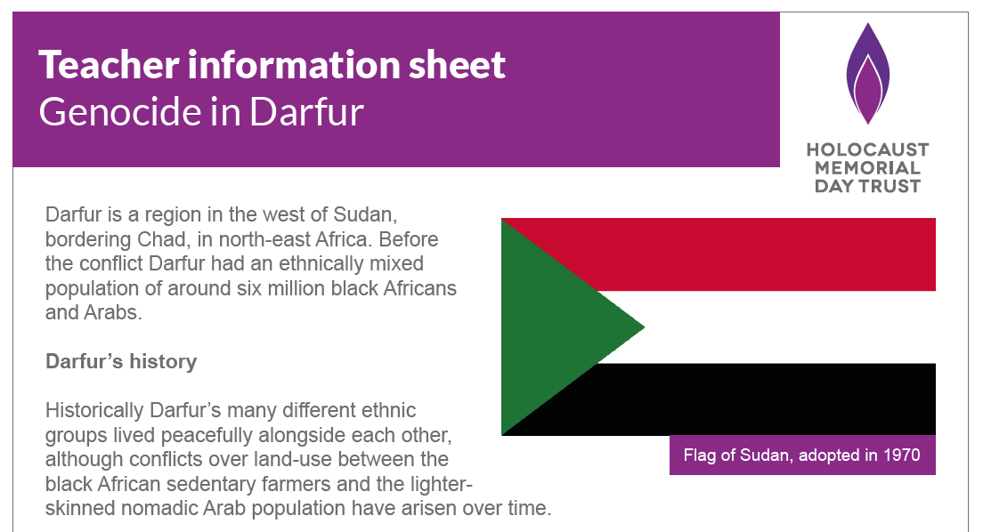 Teacher information sheet – Genocide in Darfur
