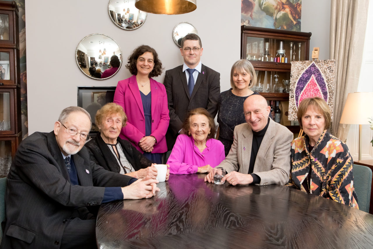 Survivors of the Holocaust and genocide, with Penelope Wilton, Chief Executive Olivia Marks-Woldman and Chair Laura Marks OBE.