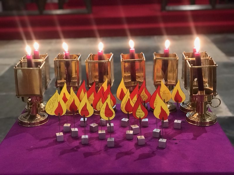 Candle and flame display