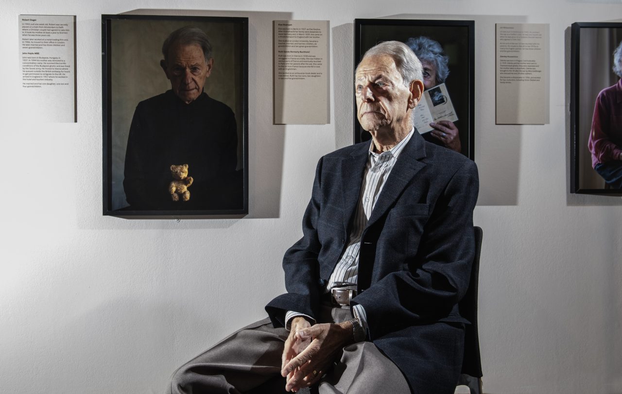 John Hajdu MBE, survivor of the Holocaust, at the opening of Generations: Portraits of Holocaust Survivors, © IWM