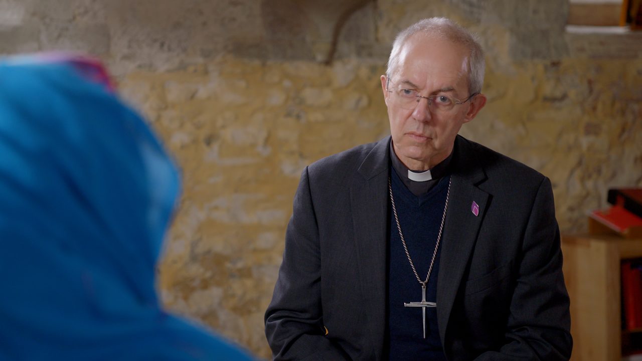 Jeddah Zakaria survivor of the genocide in Darfur, gives testimony to The Archbishop of Canterbury