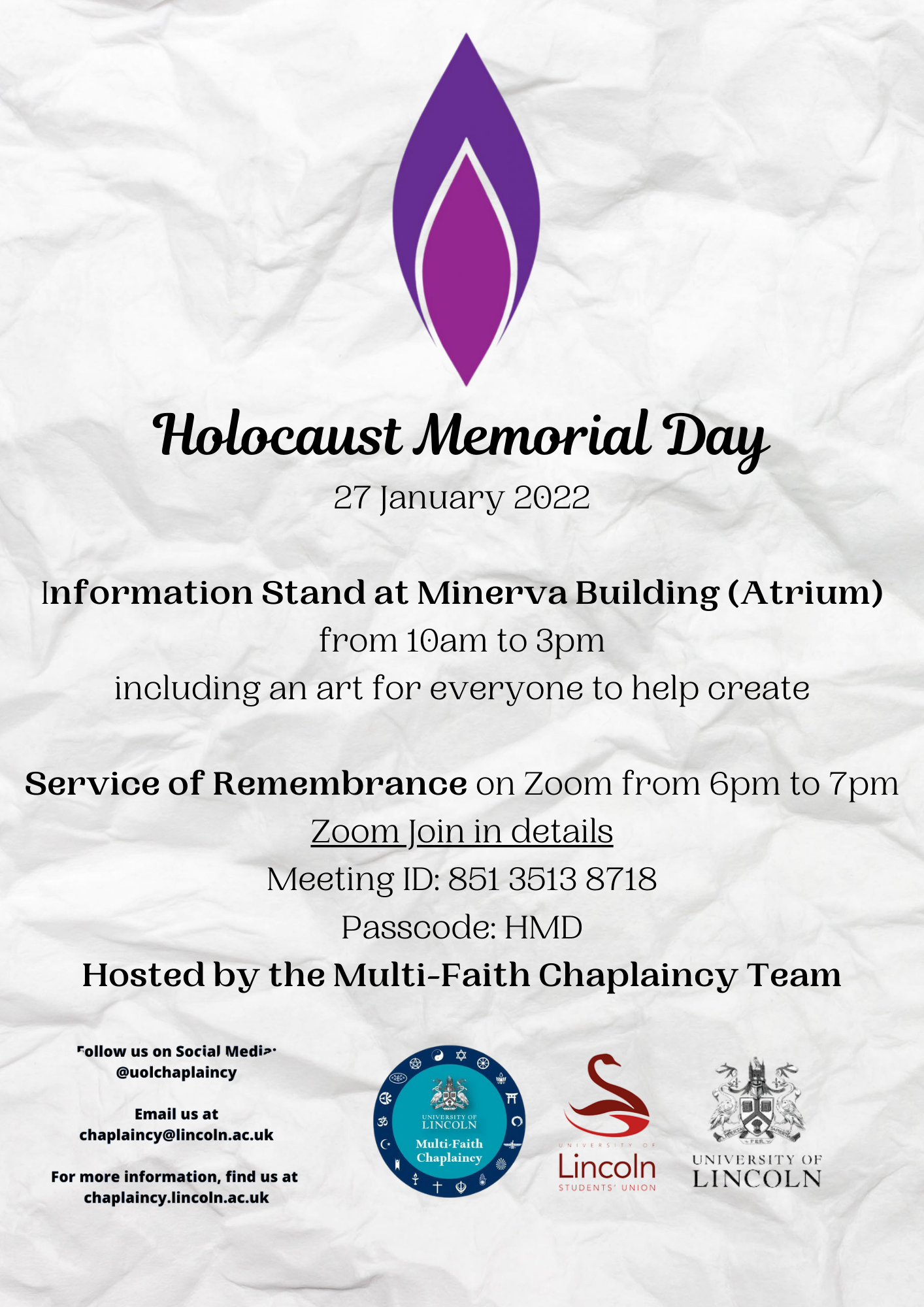 Holocaust Memorial Day Service and Information Day