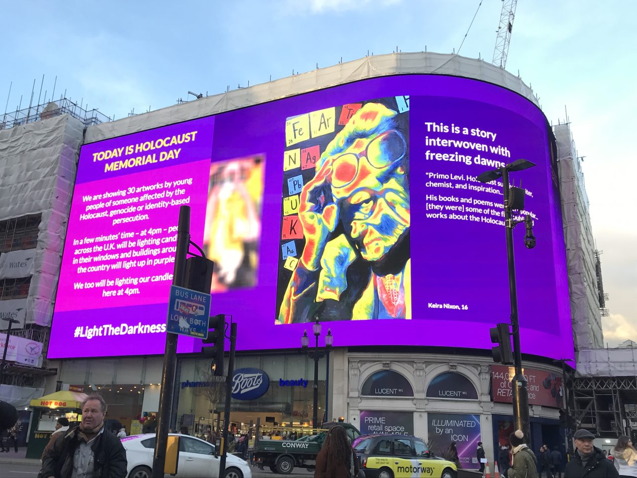 Piccadilly Lights display winning artworks from our [Extra]Ordinary Portraits exhibition